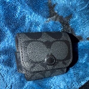 Coach Black and Gray Textured Pouch